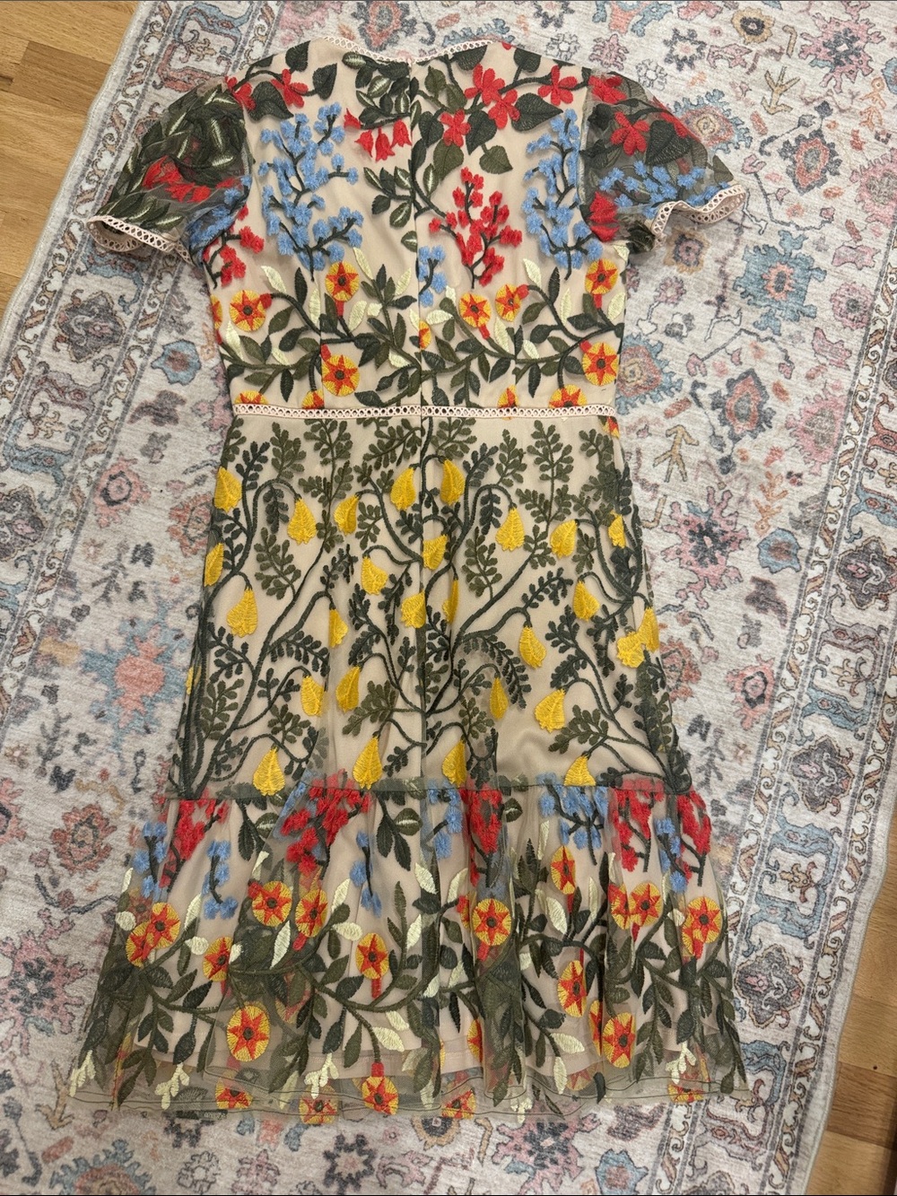 Tahari ASL Embroidery & Crochet A-Line Dress Size 4 - Picture 5 of 12